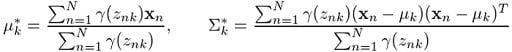 Maximization step to calculate the parameter equation.