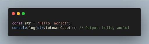 JavaScript toLowerCase() code example. 