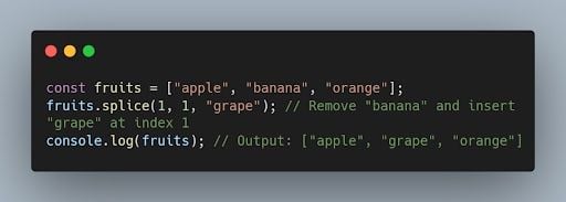 JavaScript splice() function code example.