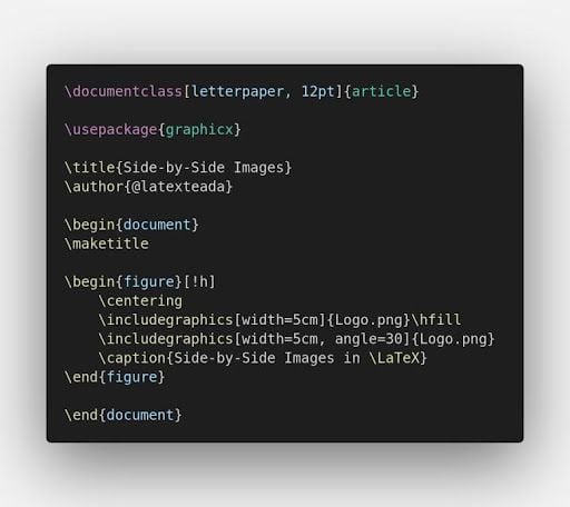 Figure environment code with /hfill applied.