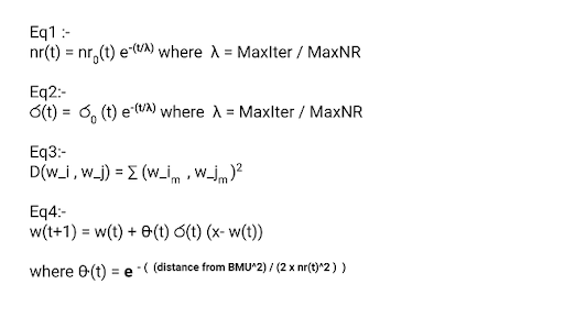 Self organizing maps equation