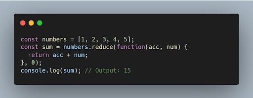 JavaScript reduce() function example.