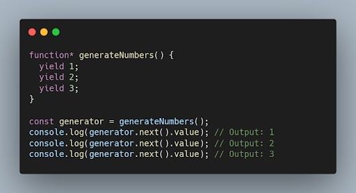 JavaScript generator function code example.