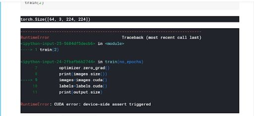 cuda error device-side assert triggered calling the train function after fixing error