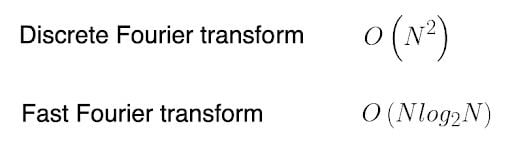 Discrete Fourier transform time complexity vs fast Fourier transform.