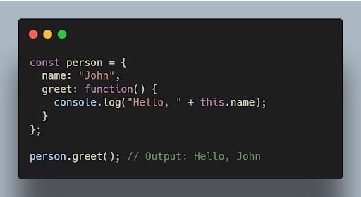 JavaScript code using the this keyword to output user name.