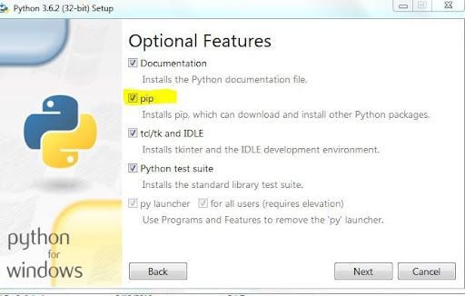 pip command not found python installer optional features