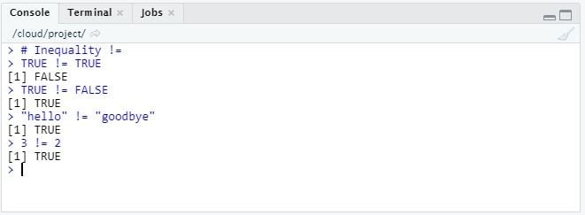 Result of an inequality operator. 