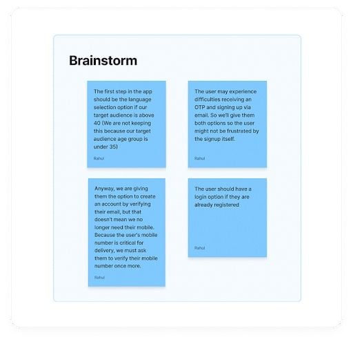 Brainstorm for a grocery shopping app.