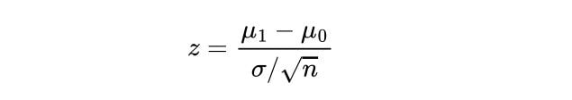Z-test statistic equation generated in LaTeX. 