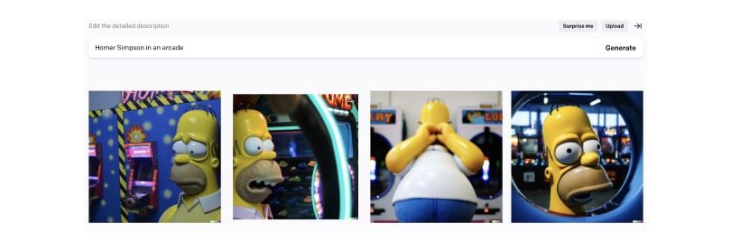 DALL-E Homer Simpson in an arcade initial try