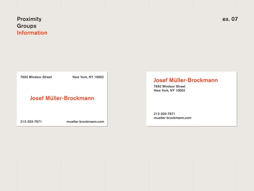 Two business cards with different arrangements of contact information.