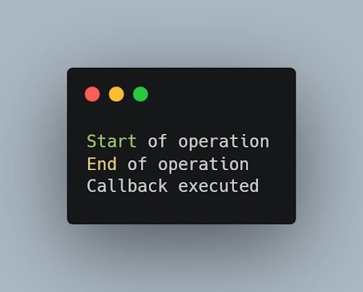 Asynchronous callback function output.