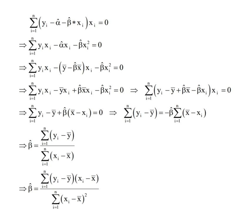 Solving for beta in the equation. 