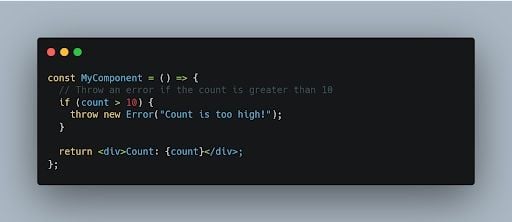 React error boundary code example within MyComponent. 