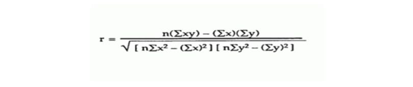 Pearson correlation coefficient equation.