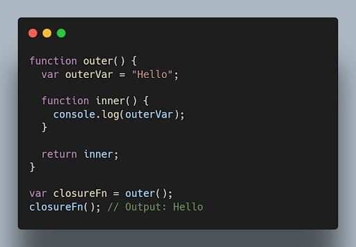 JavaScript closure code.