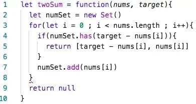 Function for finding two numbers that sum to a target in an array using O(n) space.