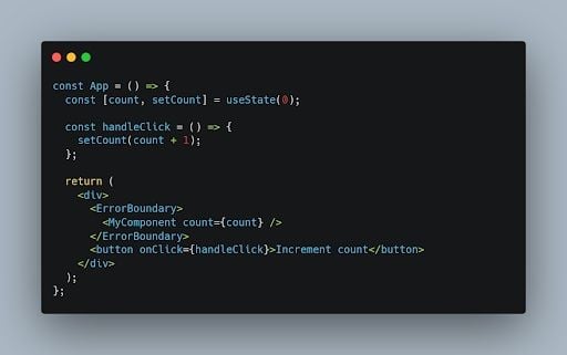 Example of React error boundary working.