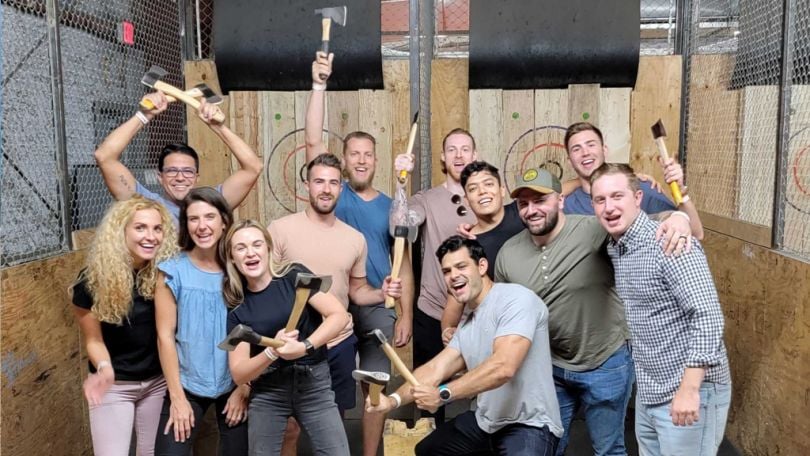 AppSumo coworkers axe throwing