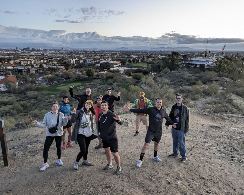 Chainlink employees on a hike. 