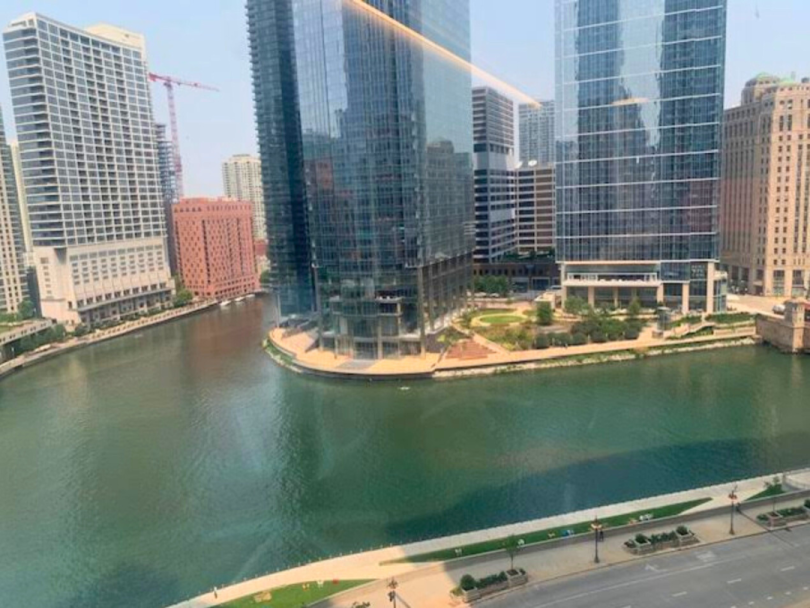 A view of the river as seen from Qualtrics’ offices. 