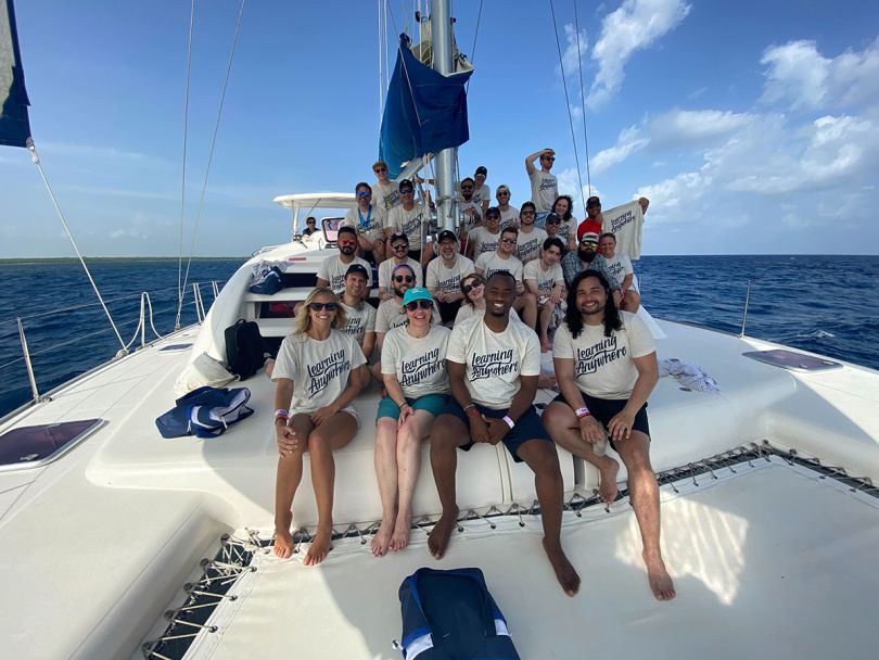 Continu team members on a boat