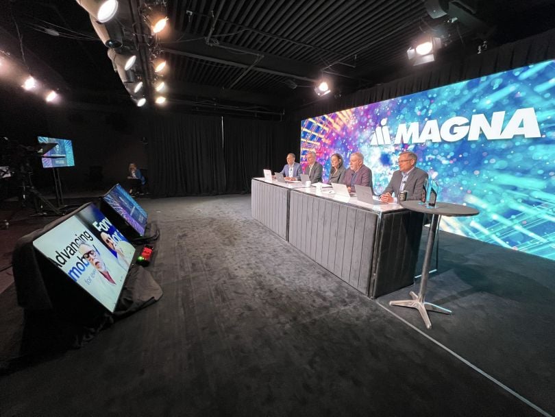 Magna employees hosting a panel. 