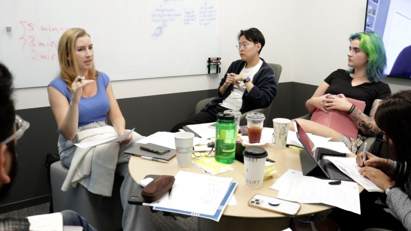 Group discussion around a round table