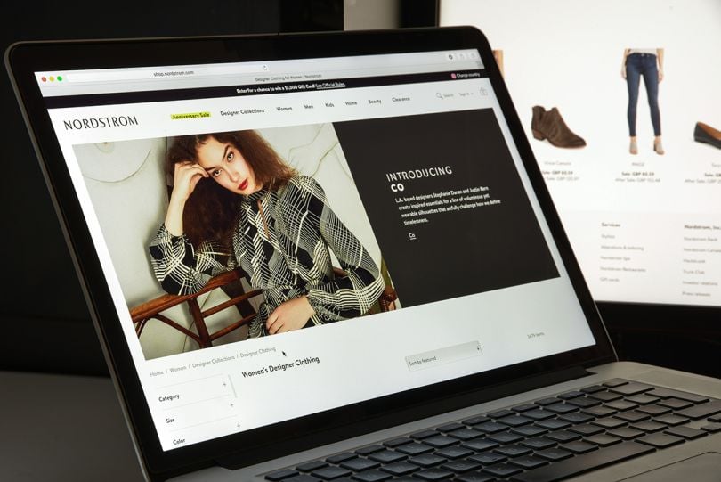 Nordstrom website homepage on a laptop