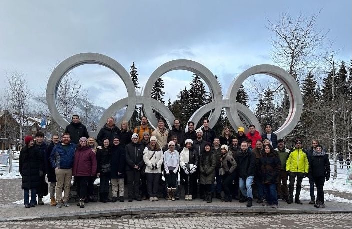 Team photo infront of Olympic RIngs