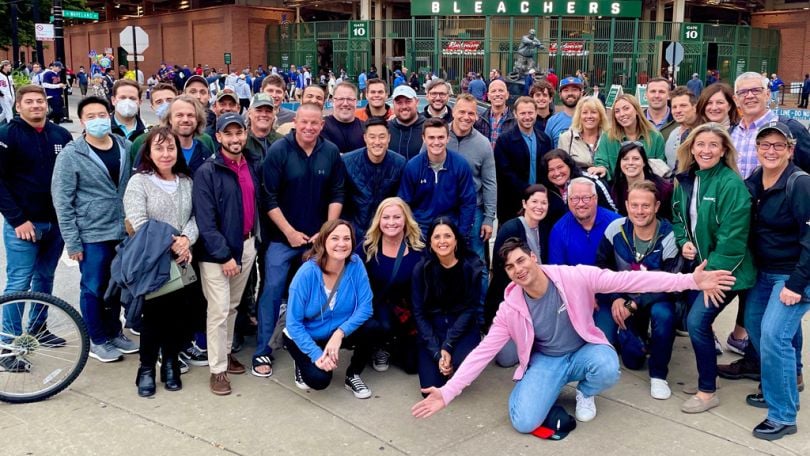 Prove team out at a baseball game together