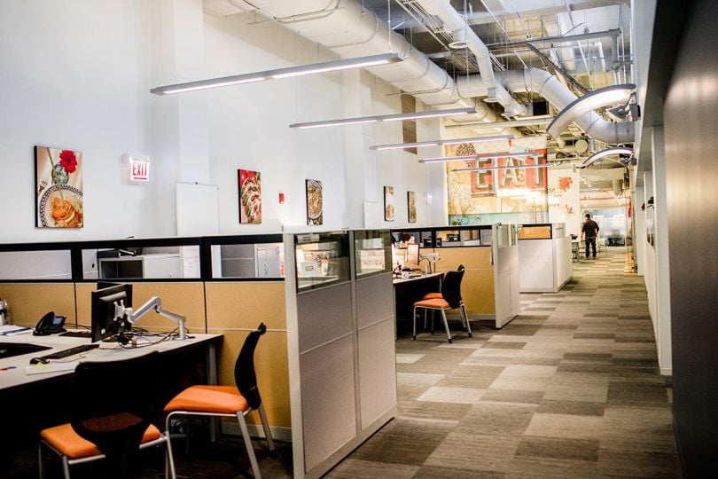 Workspaces inside of Rewards Network office