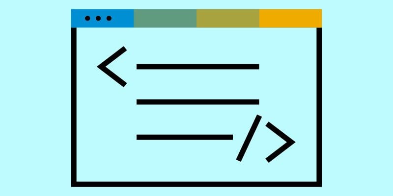 A browser window icon with a code bracket icon in it center representing SAP's low code platform.