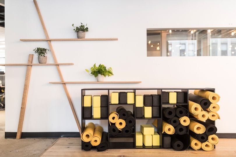 Yoga mats in cubicles in the Sisense office