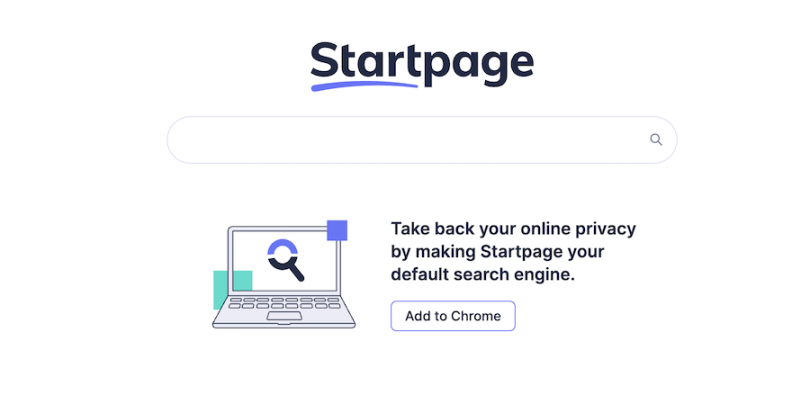 Startpage search engine page