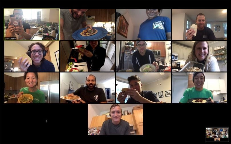 Teachers Pay Teachers coworkers having a virtual team lunch