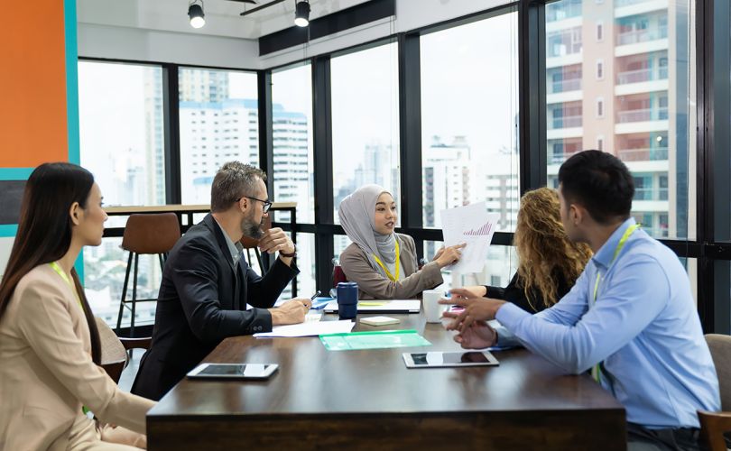 a diverse group of colleagues having a meeting