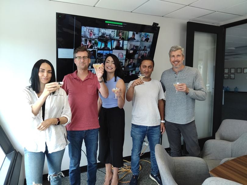 Truepic team members celebrating Series B funding