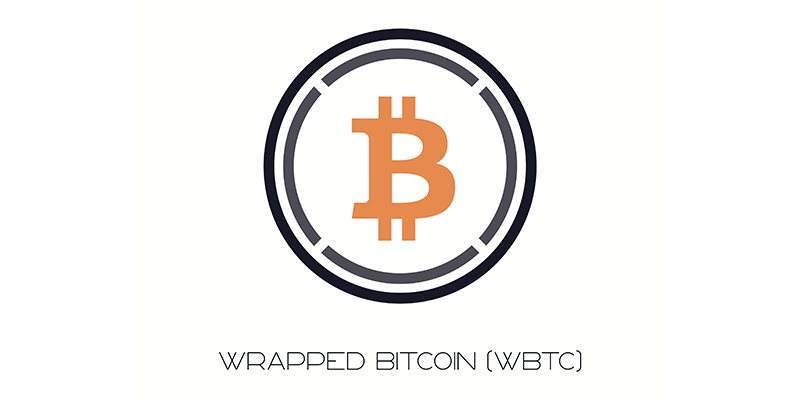 The wrapped bitcoin altcoin logo.