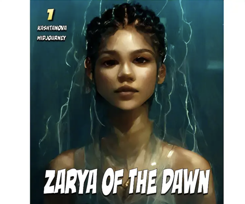 The cover of Zarya of the Dawn comic book.