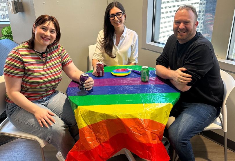  Three BigTime employees get ready to celebrate Pride month!