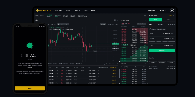 Screenshot of the Binance website.