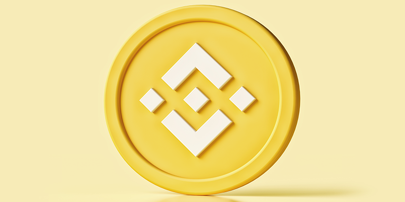 An illustration of the Binance stablecoin logo on a coin.