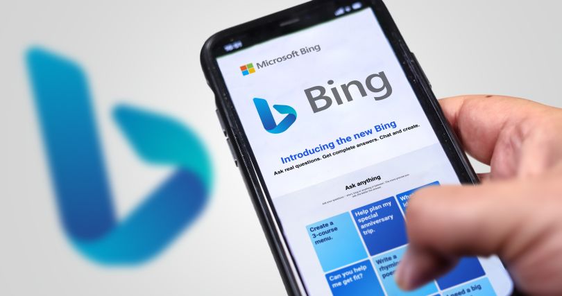 person using Bing app's chat feature