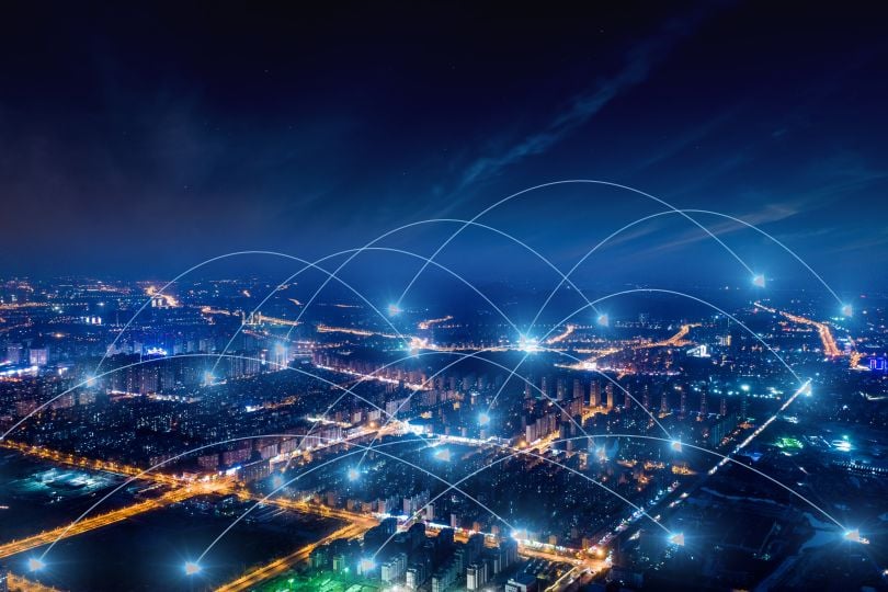 city connected through digital network