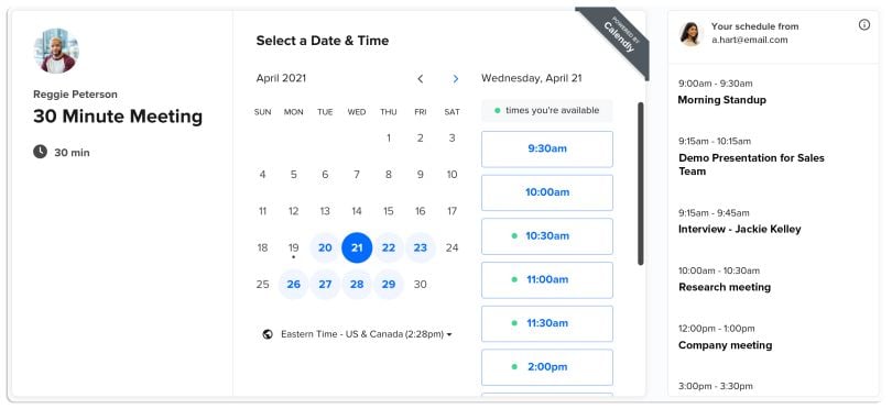 Calendly preview