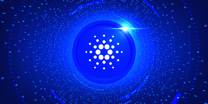 The Cardano cryptocurrency logo.
