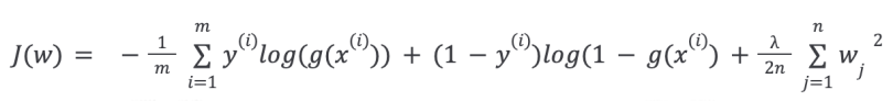 Cost function of logistic regression with regularization