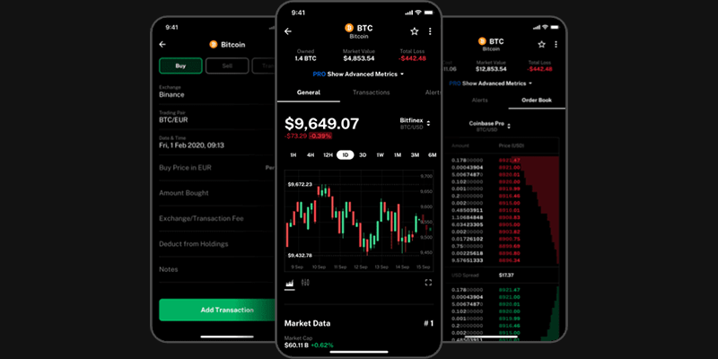 Delta's crypto trading app displayed on a mobile device showing crypto market trends and trading activity.